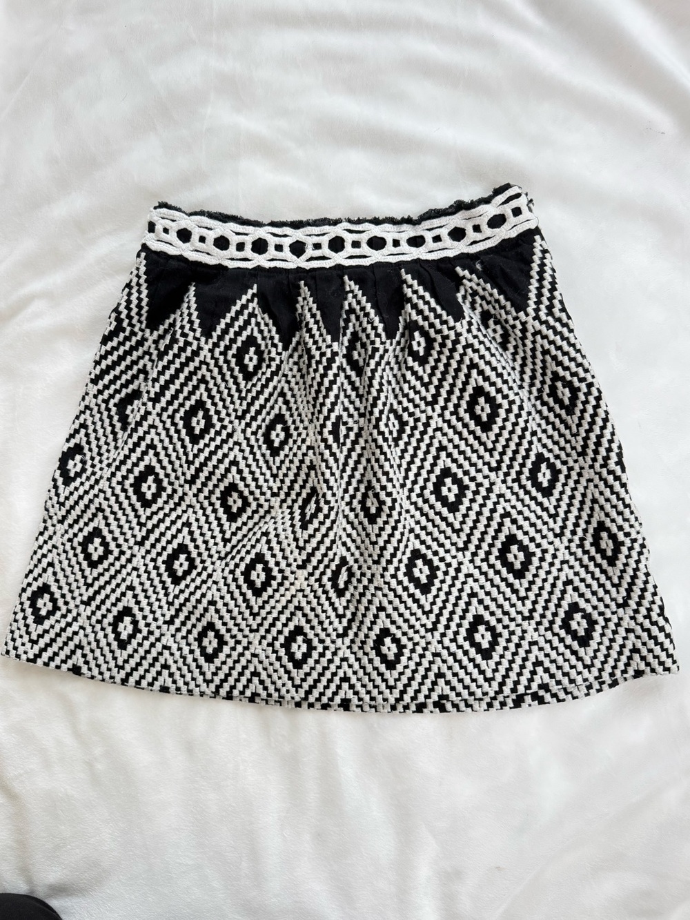Free People Black & White Geometric Mini Skirt